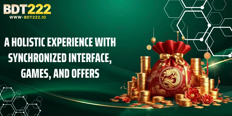 A holistic experience with synchronized interface, games, and offers