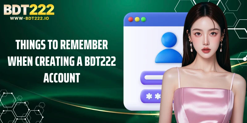 Things to remember when creating a BDT222 account